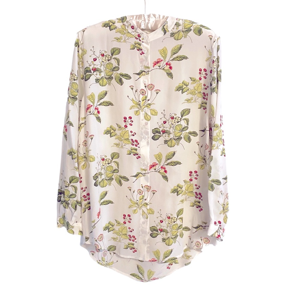 Equipment Femme Silk Botanical Oversized Blouse Size S/P EUC